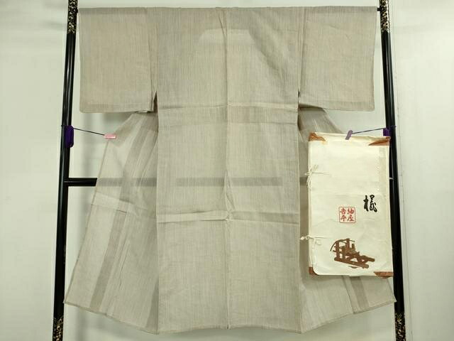 長閑やかさ屋御召しもの＊より良い 夏物 成人男性 紬屋吉平 発祥地小千谷ちぢみ 麻 縞 たとう紙付き添い人 珠玉 DZAA9573kh5