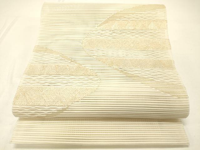 長閑やかさ屋御召しもの＊夏物 絽綴れ 八寸名古屋帯 抽象化文様 金糸 正絹 珠玉 DABC8853糎