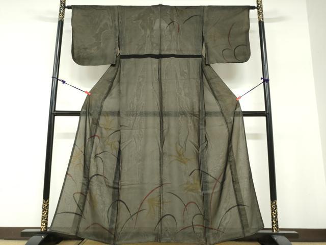 長閑やかさ屋御召しもの▽短い訪問着 無双 紗袷 紗×絽 秋草文 正絹 珠玉 DABF1892ud