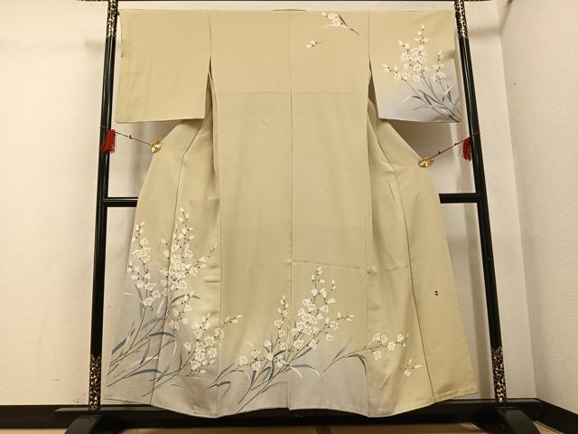 長閑やかさ屋お召しもの●短い訪問着 友禅 文筆家物 枝花文 暈し染め 正絹 珠玉 AABG1050ph