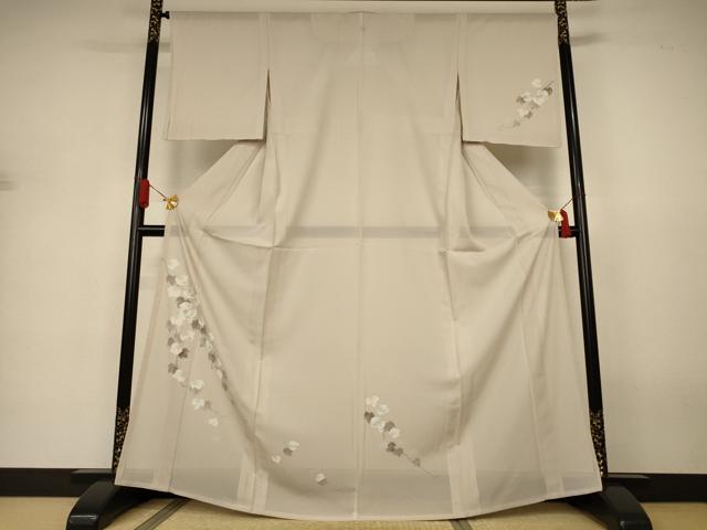 長閑やかさ屋御召しもの＊夏物 短い訪問着 絽 蔦の葉文 金彩 五泉 反端付き添い人 正絹 珠玉 未当て嵌める AABJ3325jd