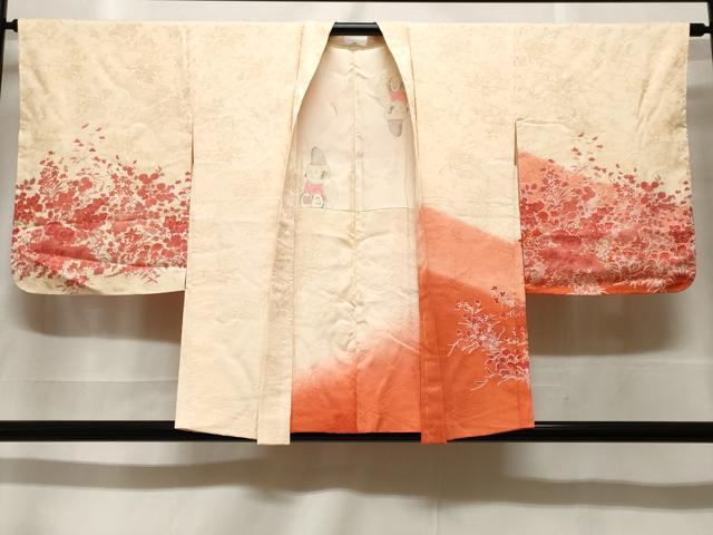長閑やかさ屋御召しもの＃羽織 被子植物文 暈し染め 金彩 正絹 珠玉 未当て嵌める CABF3924電子ボルト