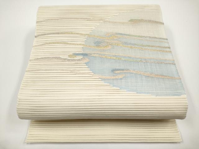 長閑やかさ屋御召しもの＊夏物 八寸名古屋帯 絽綴れ 霞文 現ナマ糸 正絹 珠玉 CABH6190tx