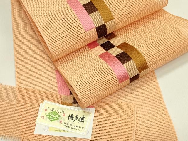 長閑やかさ屋お召しもの＊夏物 発祥地筑前博多織 半幅帯 脇山忠道 証紙付き添い人 正絹 珠玉 未当て嵌める CABH5662rv