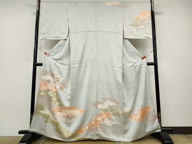 長閑やかさ屋御召しもの●短い訪問着 絞り 刺しゅう 雲重ね花丸文 金彩 銀座越後屋取りまわし 正絹 珠玉 CABH2730ut