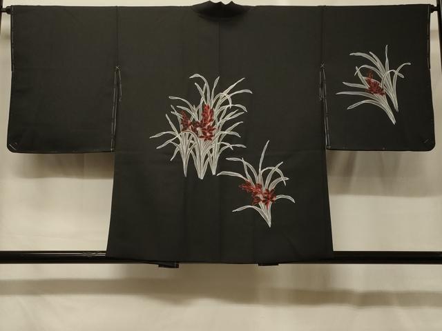 平和屋着物#羽織 草花文 黒地 正絹 逸品 未使用 CABG8040in|平和屋