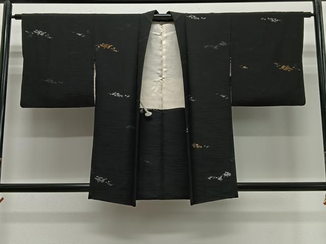 平和屋着物#羽織 寿光織 霞文 黒地 金銀糸 正絹 逸品 CABE5169ua|平和屋