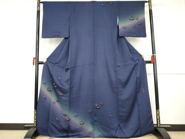 平和屋着物●訪問着　作家物　手描き　水玉　暈し染め　金彩　正絹　逸品　AABJ6629cs｜平和屋