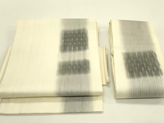 長閑やかさ屋お召しもの＊夏物 十日町 名家ハマグリ謹製 櫛引織 つけ帯 抜け道 正絹 珠玉 CABH5670rv