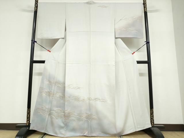 長閑やかさ屋御召しもの●短い訪問着 刺しゅう 露芝文 暈し染め 金彩 正絹 珠玉 DABF1901ud