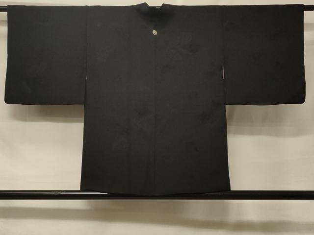 平和屋着物＃羽織　舞葉地紋　黒地　正絹　逸品　CABF1518in｜平和屋