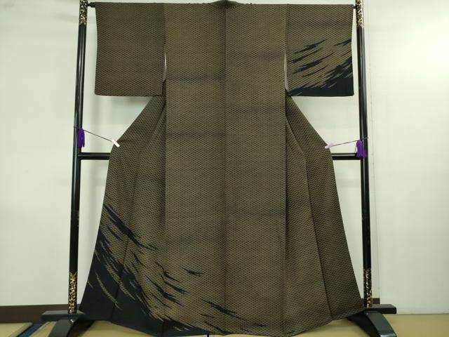 長閑やかさ屋御召しもの●飛び切り 藍からだ付き国より分ける無形文化財 藍師・佐藤昭人 短い訪問着 型染 青海波 霞文 御墨付き証付き添い人 珠玉 DZAB4169kh6