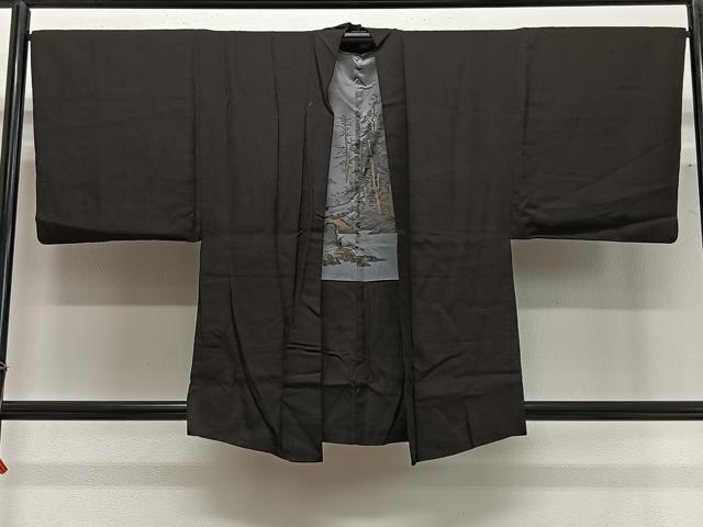 平和屋着物＃男性　羽織　紬地　赤墨色　正絹　逸品　CABG3719ua｜平和屋