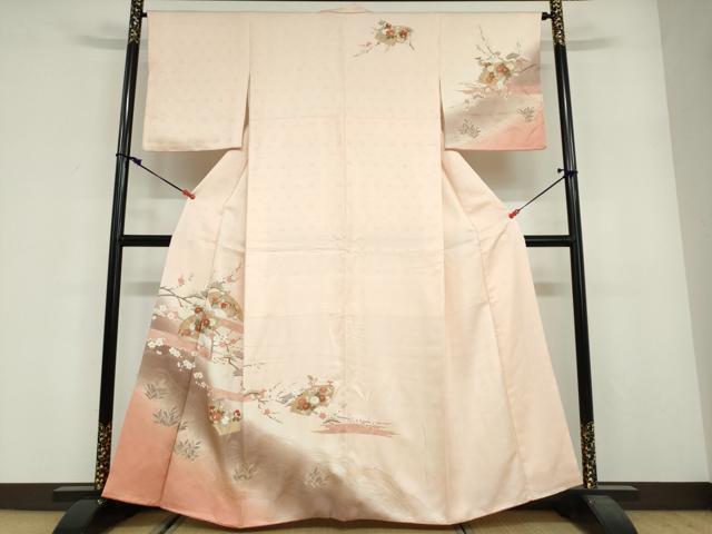 長閑やかさ屋御召しもの●短い訪問着 立波西洋紙顕花植物文 暈し染め 金彩 正絹 珠玉 DABF1916ud