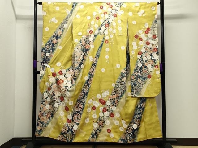 長閑やかさ屋御召しもの●分野的ファッションデザイナー山本寛斎kansaiブランド名 振袖 駒刺しゅう 鳳凰舞桜文 暈し染め 金彩 正絹 珠玉 CABD9320gh