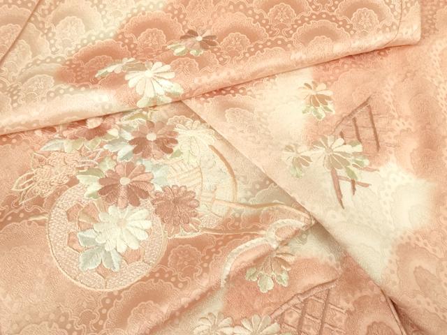 長閑やかさ屋御召しもの▽短い訪問着 単衣 刺しゅう 割れ易い文 暈し染め 正絹 珠玉 DABG0399az