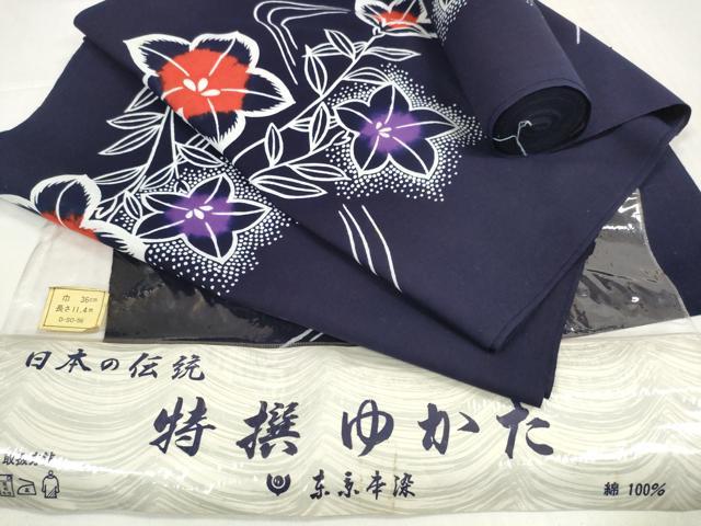 長閑やかさ屋御召しもの＊夏物 浴衣 布切れ 着尺 日本の首都本染 注染 桔梗 珠玉 未当て嵌める DABD8841zzz