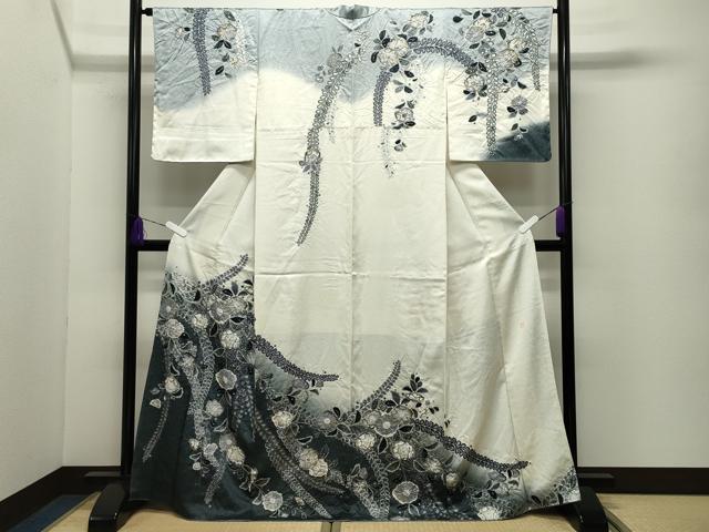 平和屋着物●訪問着　作家物　辻が花　絞り　暈し染め　金彩　正絹　逸品　CABD9336gh｜平和屋