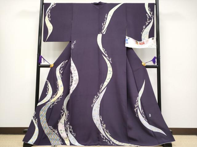 平和屋本店■極上　本加賀友禅作家　中正享子　訪問着　五輪　証紙付き　深紫色地　逸品　CYAA1305s5｜平和屋 68,750円