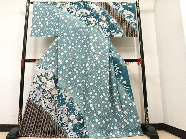 平和屋着物○訪問着 作家物 辻が花 絞り 舞花文 暈し染め 銀