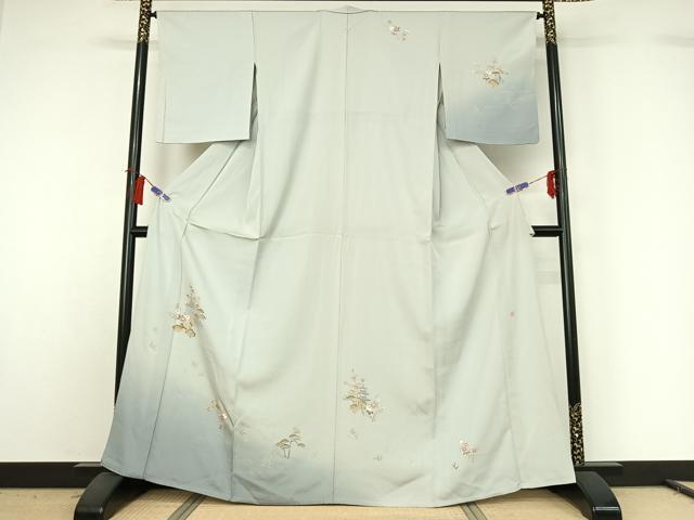 平和屋着物▽訪問着 単衣 作家物 風景花文 暈し染め 正絹 逸品 AABH2227jh