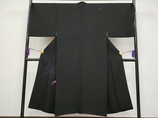 長閑やかさ屋中央局■より良い 成人男性 短い訪問着 刺しゅう 細蟹 黒地 珠玉 CYAA3539s5
