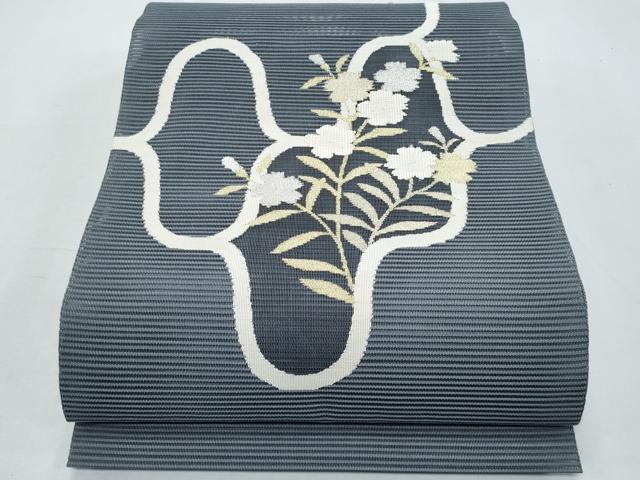 長閑やかさ屋お召しもの＊夏物 八寸名古屋帯 絽綴れ 枝花文 現ナマ糸 正絹 珠玉 CABH8068fb