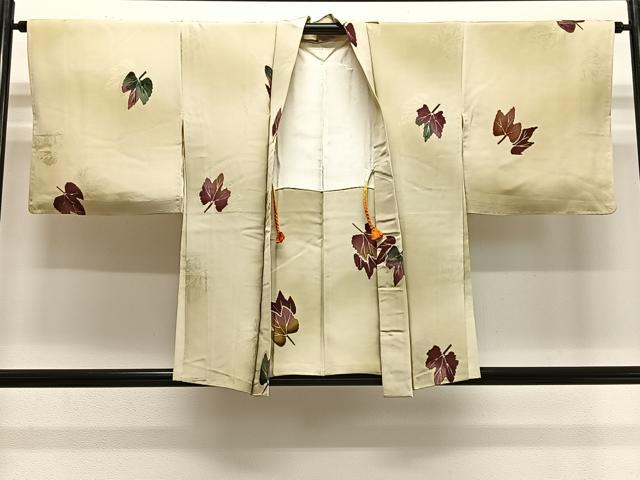 長閑やかさ屋御召しもの＃羽織 地紋起こし 舞葉文 正絹 珠玉 未当てはめる CABE5067ua