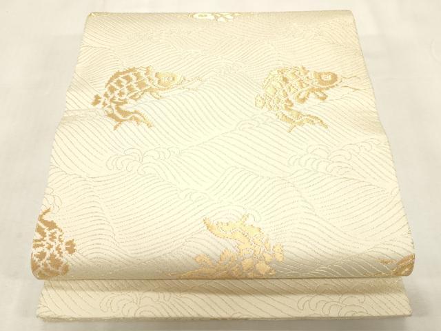 長閑やかさ屋御召しもの●全通柄袋帯 荒磯 金糸 開き仕立て 正絹 珠玉 CABG2845dy