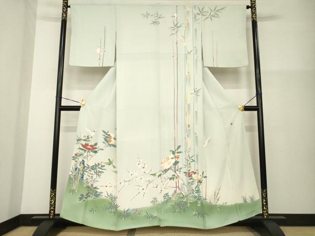 平和屋着物●本加賀友禅作家　山名田明生　訪問着　花鳥文　暈し染め　正絹　逸品　AABG3719ck｜平和屋