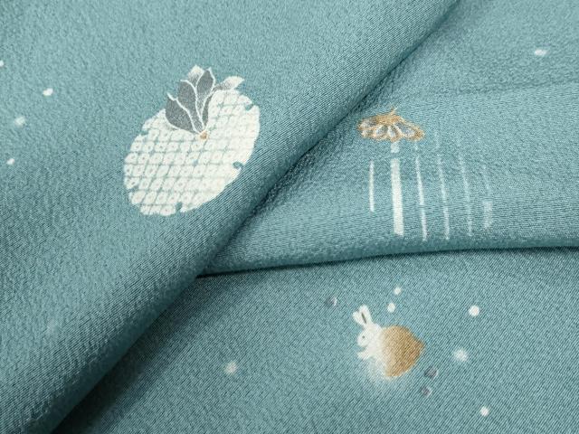 平和屋着物●上質な小紋　兎　雪輪吉祥花文　正絹　逸品　CABB4583yc｜平和屋