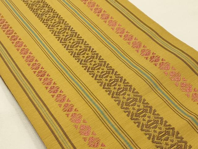 平和屋着物●本場筑前博多織　両面　半幅帯　献上　正絹　逸品　AABJ7434sx｜平和屋