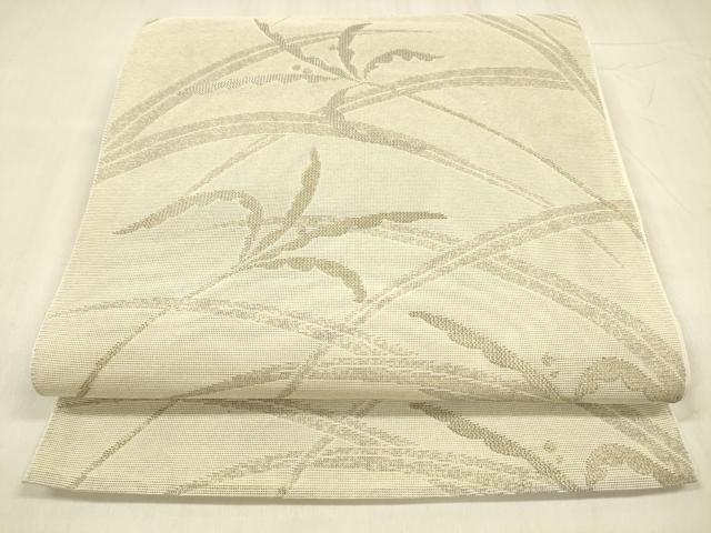 長閑やかさ屋お召しもの＊夏物 八寸名古屋帯 草葉文 現ナマ糸 DABE6128糎