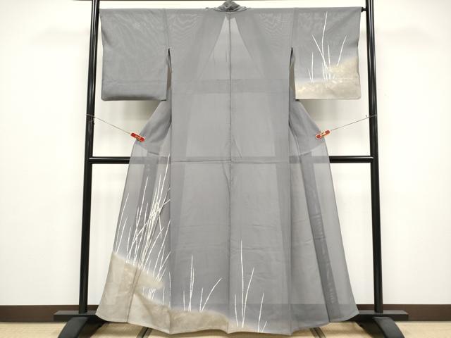 長閑やかさ屋御召しもの＊夏物 短い訪問着 絽 木賊文 暈し染め 現ナマ彩 正絹 珠玉 CABG3327tx