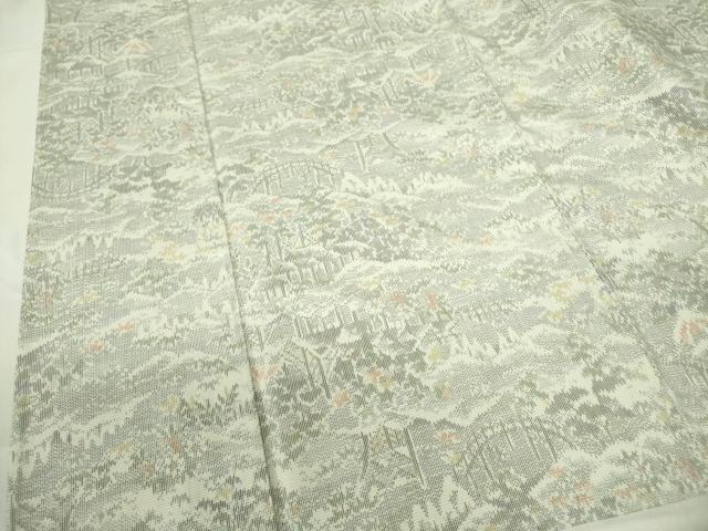 平和屋着物▽上質な紬 単衣 風景文 さが美扱い 正絹 逸品 DABE1510op|平和屋
