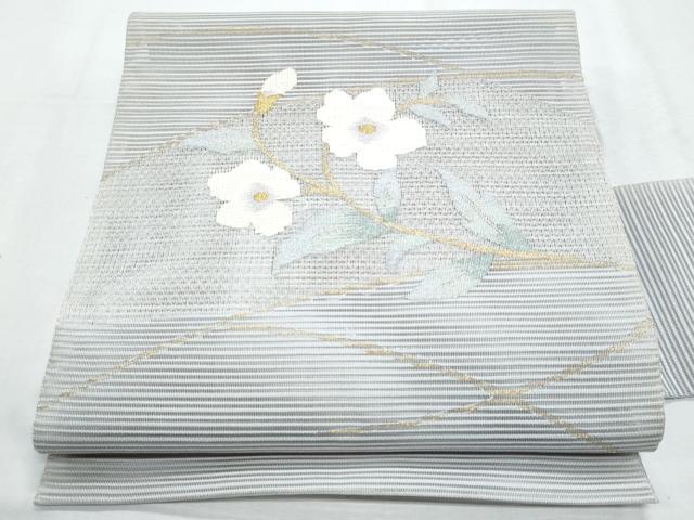 長閑やかさ屋お召しもの＊夏物 九寸名古屋帯 絽綴れ 枝花文 金糸 正絹 珠玉 CABG9943fb
