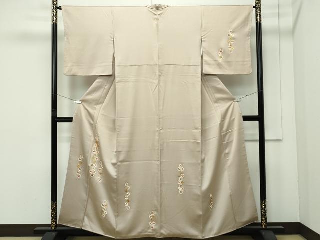 長閑やかさ屋御召しもの●飛び切り 短い訪問着 駒刺しゅう 宝尽くし亀甲文 金彩 浅黄色地 珠玉 CZAA4500s6