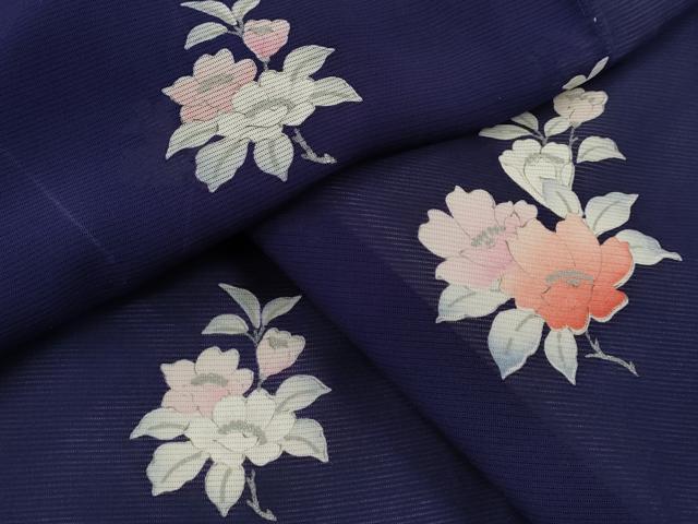 長閑やかさ屋お召しもの＊夏物 小紋 絽 枝花文 銀彩 正絹 珠玉 CABH7613ze