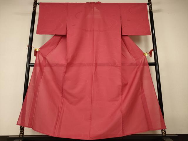長閑やかさ屋御召しもの＊夏物 色無地 絽 水流紋紗 蘇芳色 正絹 珠玉 AABJ2497jd