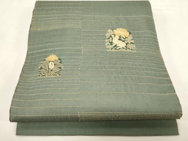 長閑やかさ屋御召しもの▽膜鳴楽器柄袋帯 スリー季節 春夏秋 先だつもの繭 花兎 正絹 珠玉 CABG2849dy