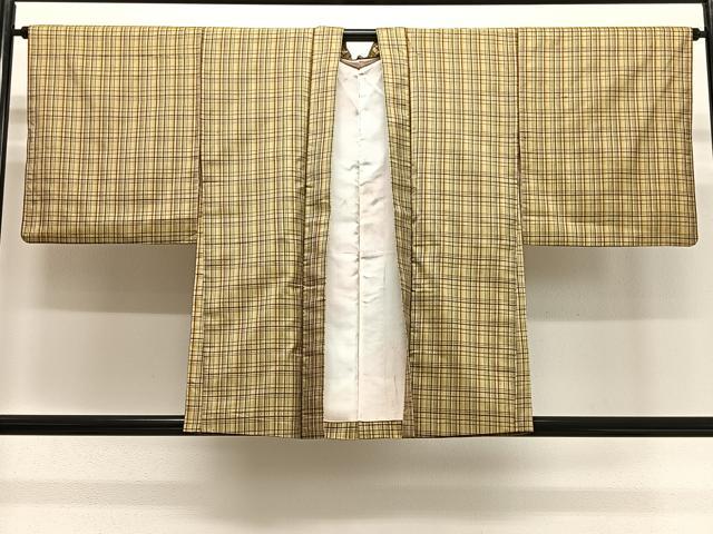 長閑やかさ屋御召しもの＃羽織 紬地 透かし彫り 正絹 珠玉 CABG3858ua