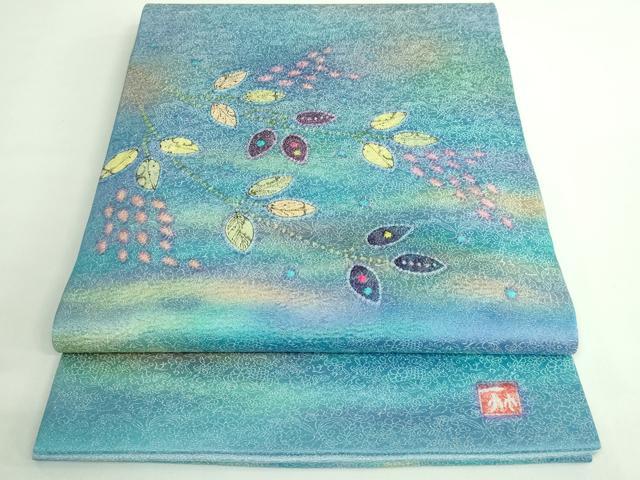長閑やかさ屋中央局●飛び切り 二代目 久保田一竹 幻の辻が花 膜鳴楽器柄袋帯 金通し地 珠玉 未当て嵌める DZAB0716kh5