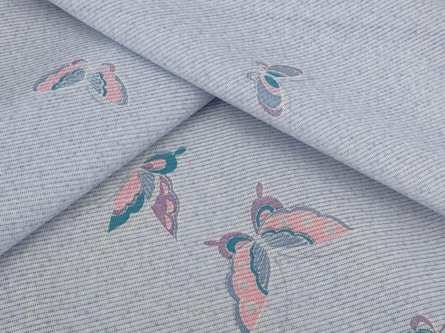 平和屋着物＊夏物 小紋 絽 枝葉舞蝶文 洗える着物 CAAT1590ev