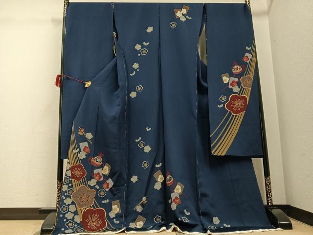 長閑やかさ屋御召しもの●晴れ晴れしい振袖 梅 鬼しぼクレープ 上代45万 仮絵羽 珠玉 未当て嵌める AABG9569ph