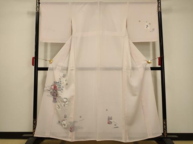 長閑やかさ屋御召しもの＊夏物 短い訪問着 絽 重要人物見晴らし文 正絹 珠玉 AABA5774sx