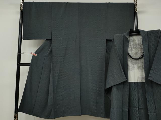 長閑やかさ屋御召しもの●成人男性 小紋 合奏団 菱吉祥文 正絹 珠玉 CABD7451ut