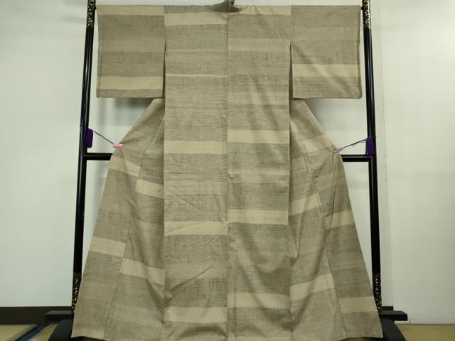 平和屋本店●極上 本場結城紬 重要無形文化財 120亀甲 横段文 逸品 DZAB0805kh5|平和屋