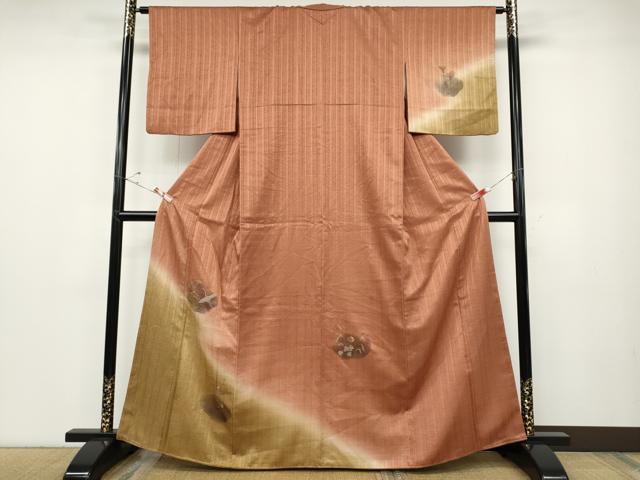 平和屋着物●訪問着　竹屋町刺繍　飛鶴草花文　暈し染め　金彩　正絹　逸品　CABD7373ut｜平和屋
