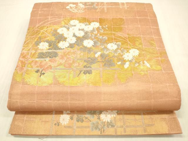 長閑やかさ屋御召しもの＊夏物 六通柄袋帯 透かし彫り被子植物文 現ナマ糸 正絹 珠玉 DABD6528糎