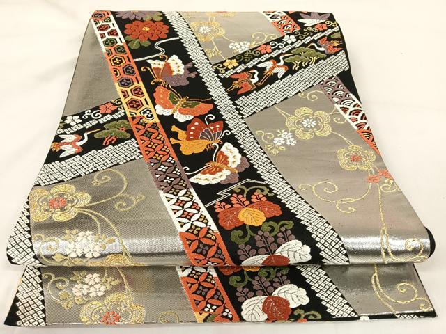 楽天市場】平和屋着物◎六通柄袋帯 唐織 舞蝶花唐草文 黒地 金銀糸